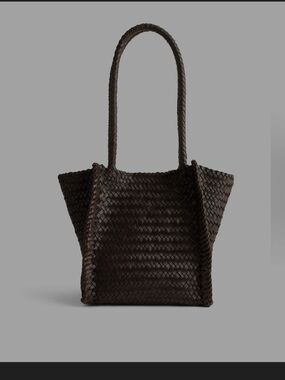 Madewell Dark Brown Woven Leather Tote Shoulder Bag